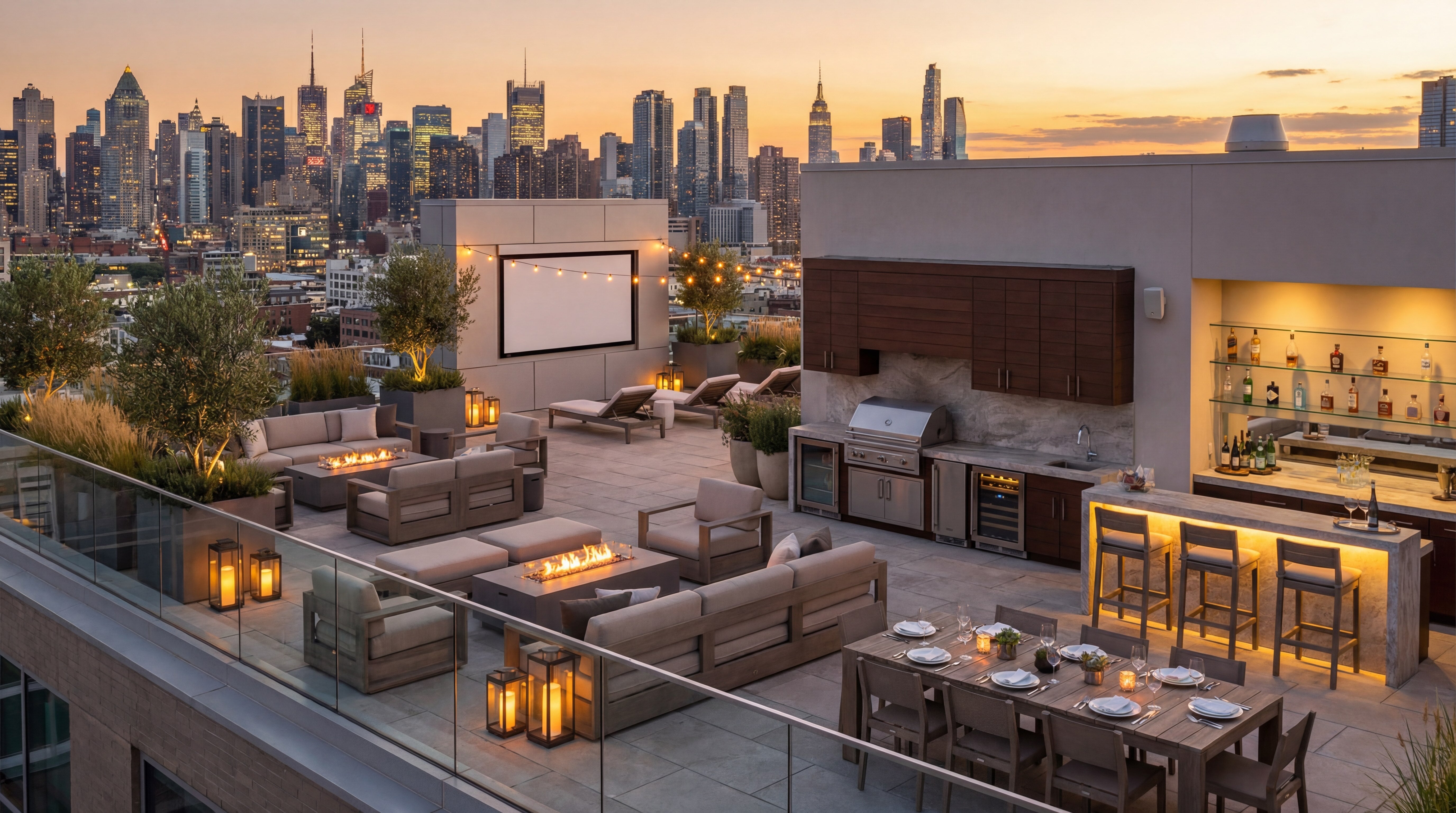 cinematic rooftop terrace environment skyline lifestyle product visuals
